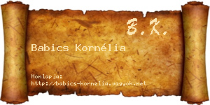 Babics Kornélia névjegykártya